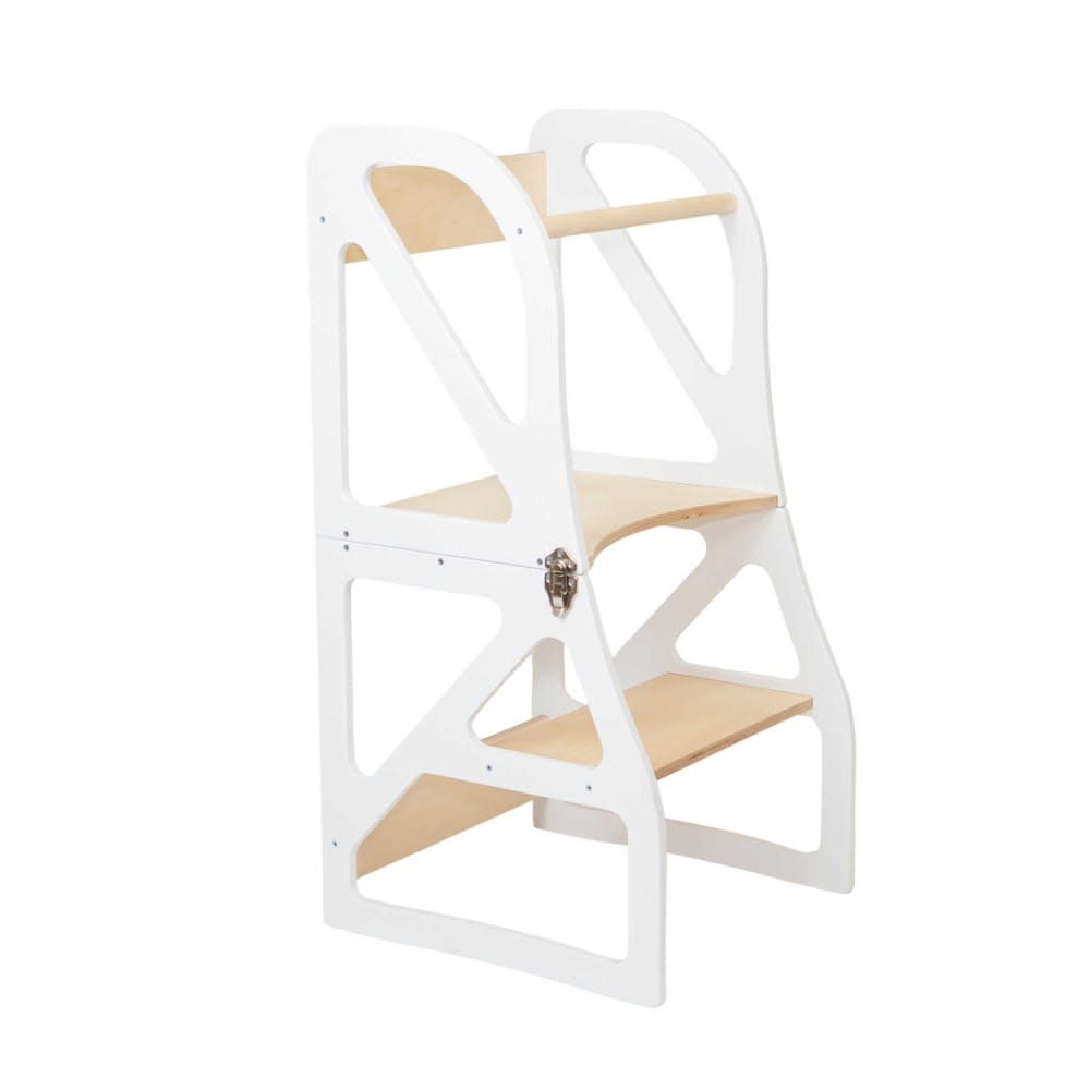 Leg&go Montessori-Lernturm 2-in-1 aus Sperrholz Weiß
