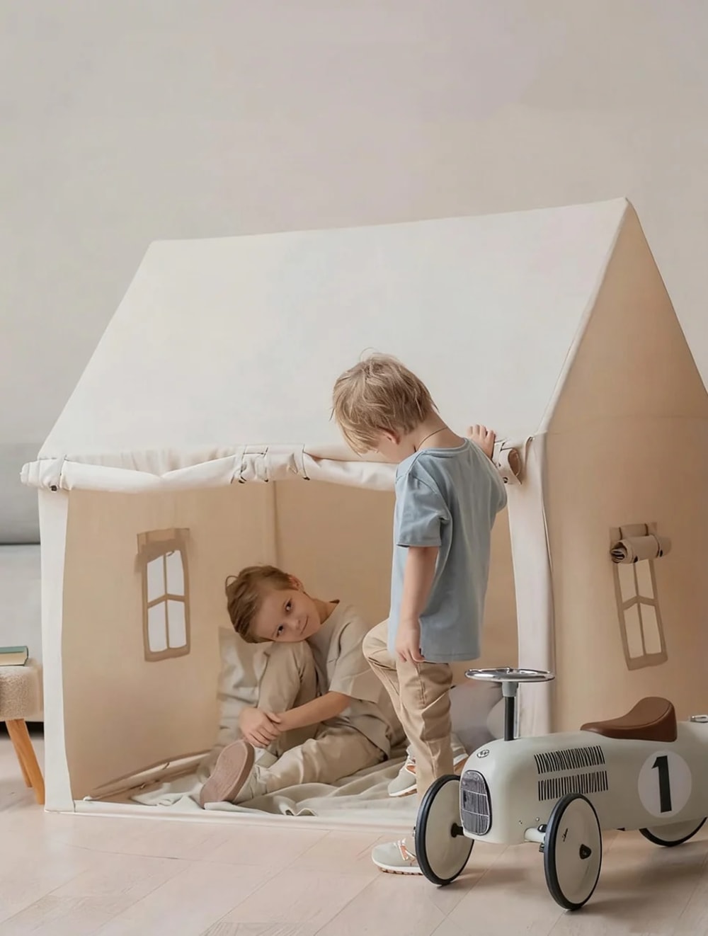 Haus-Spielzelt für drinnen für Kinder, Beige - Maisons Du Monde