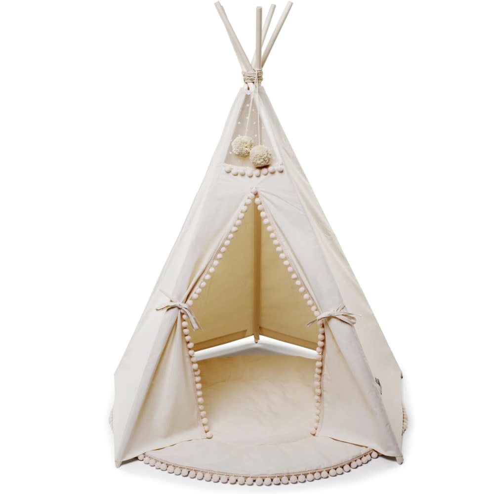 Tipi original avec tapis pour enfant en tissu beige