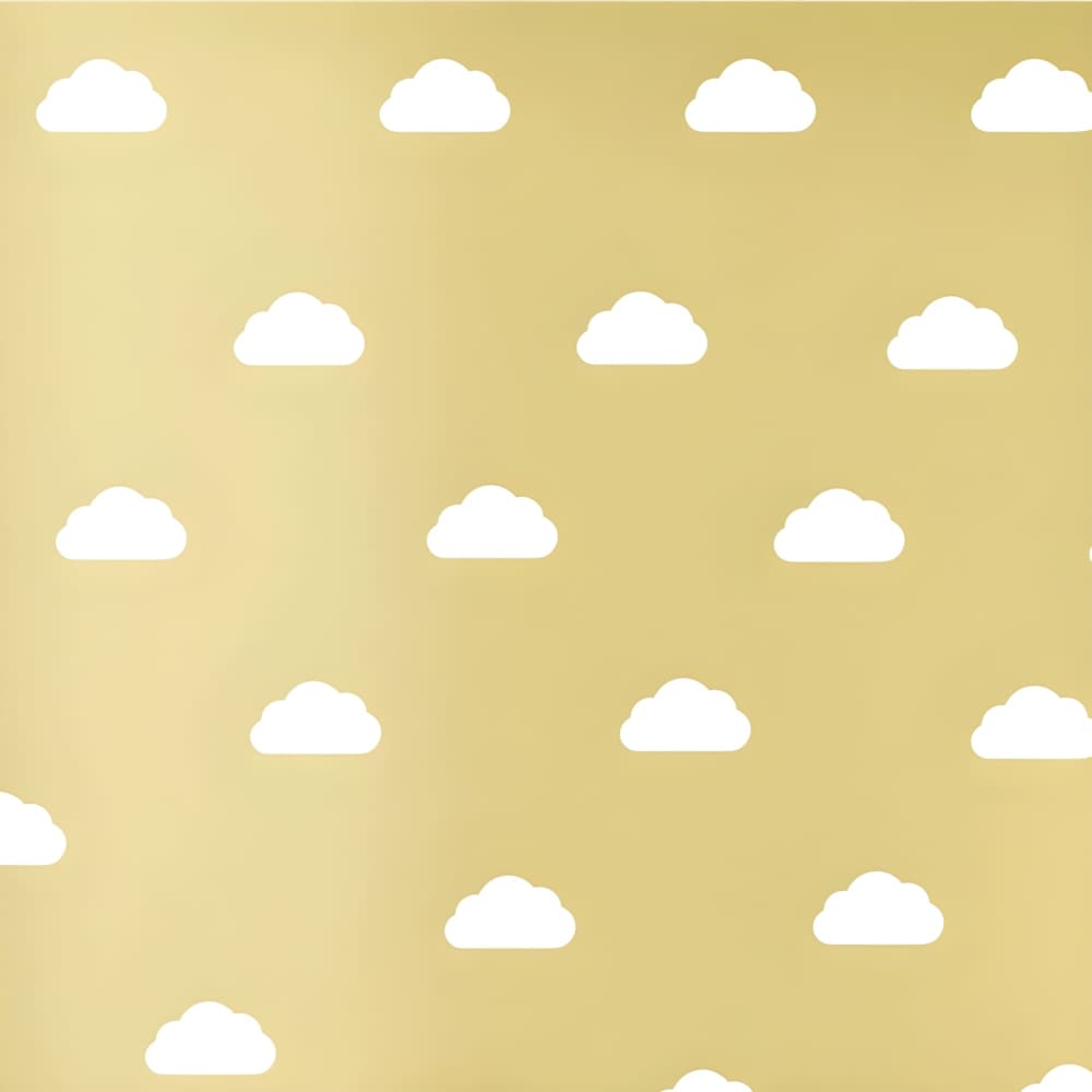 Babykare Wandsticker fürs Kinderzimmer Gold und weiße Wolken Pvc - Polyvinlychlorid Kinder