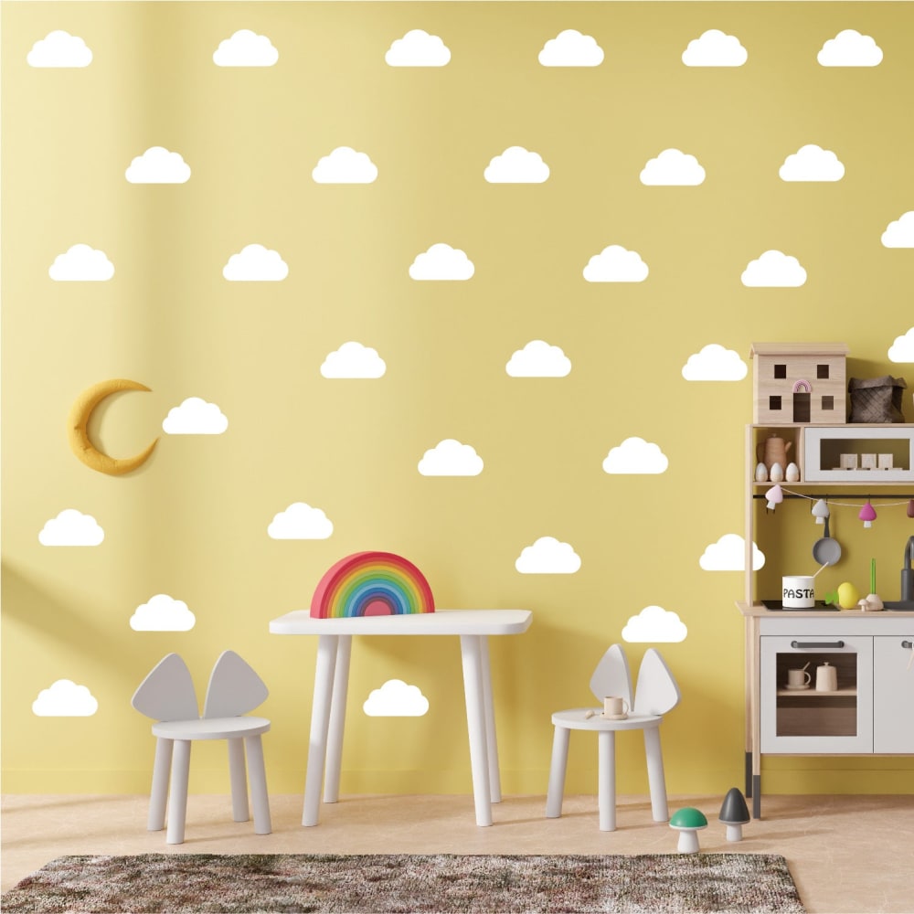 Wandsticker fürs Kinderzimmer Gold und weiße Wolken - Maisons Du