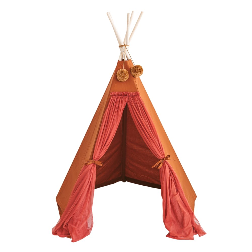 Minicamp Tipi für drinnen für Kinder aus Stoff ROT Öko-Tex Zertifikat STOFF Kinder