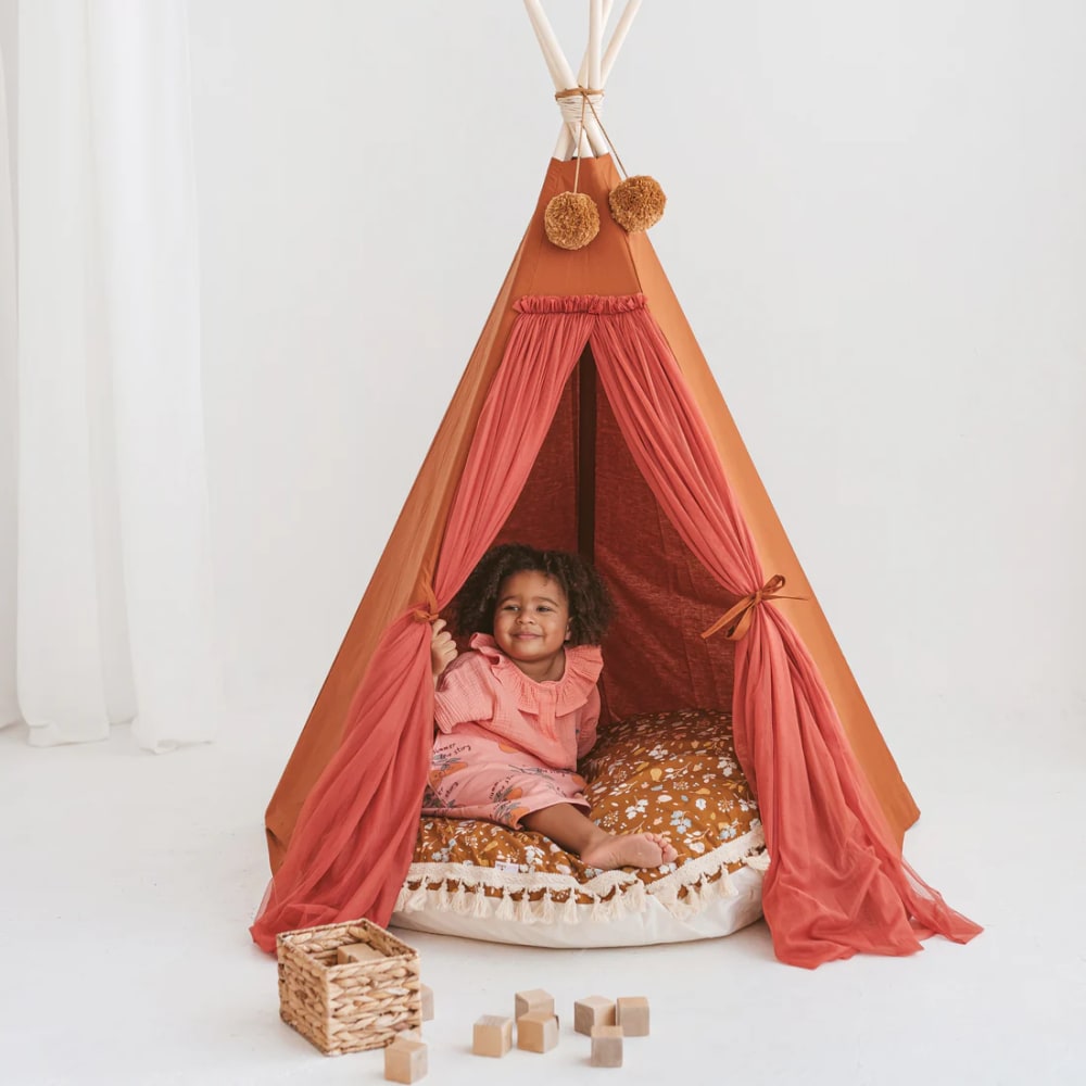 Tipi d'intérieur pour enfant en tissu rouge