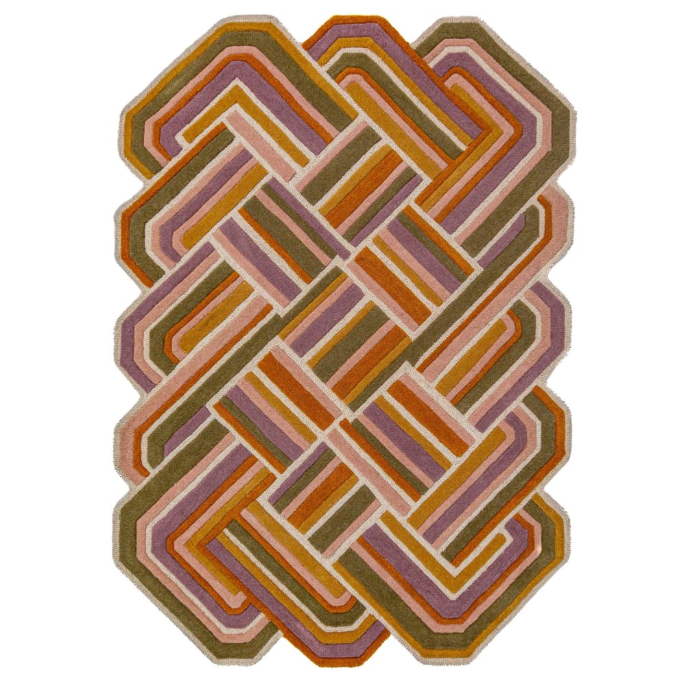 Tapis en laine rose, - verte