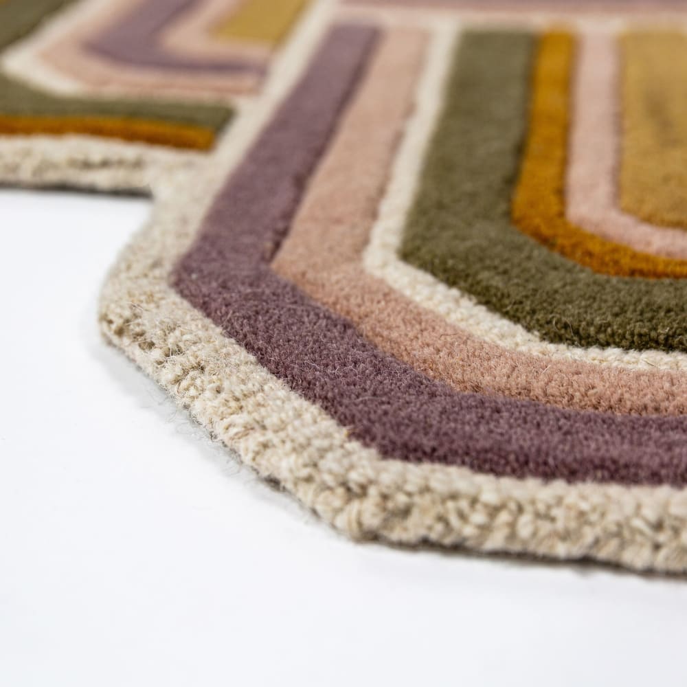 Tapis en laine rose, jaune, verte et beige 200x300cm — vue 4