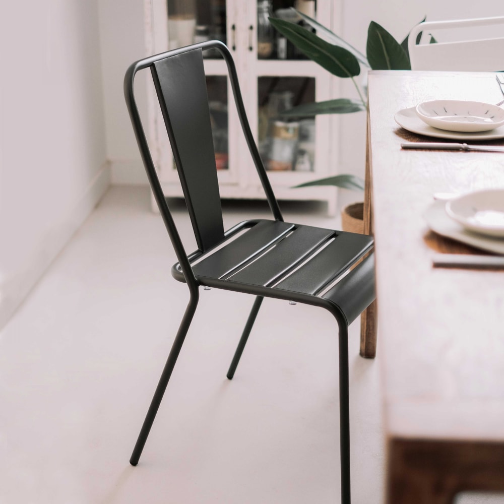 Metallstuhl im industriellen Stil Kohlengrau - Maisons Du Monde