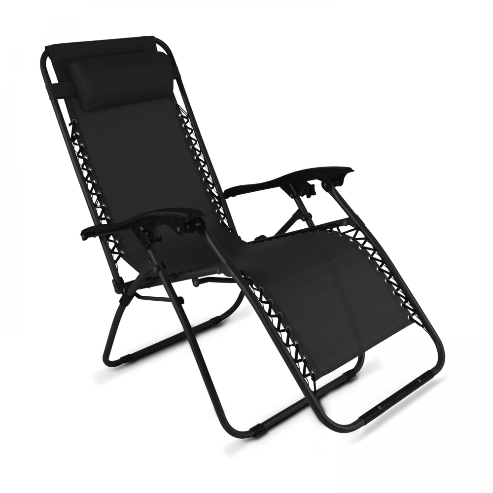 Fauteuil relax de jardin en acier et textilène inclinable noir