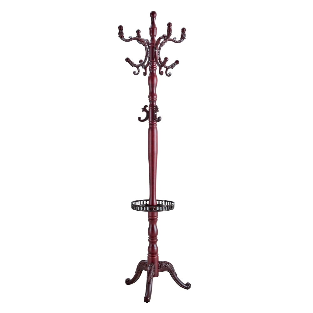 Portemanteau sur pied baroque en bois avec paniere et crochets