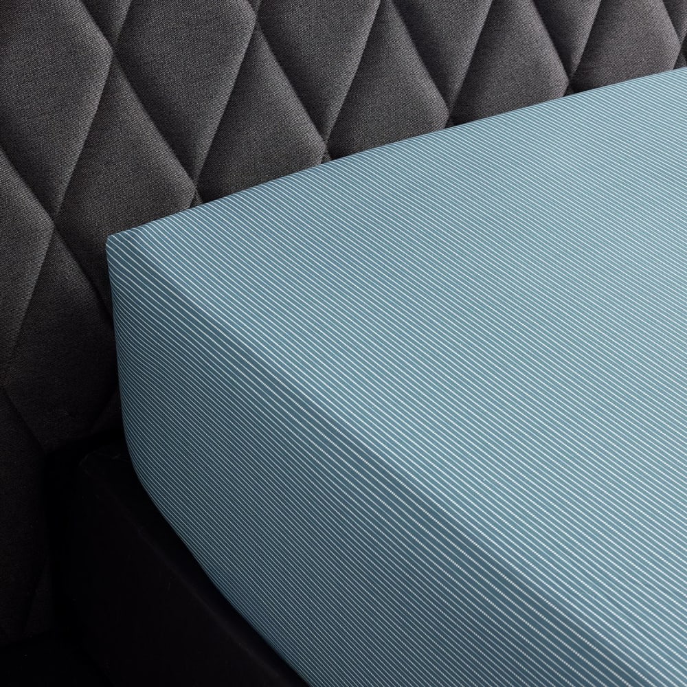 Drap housse satin bleu clair 90x200 cm