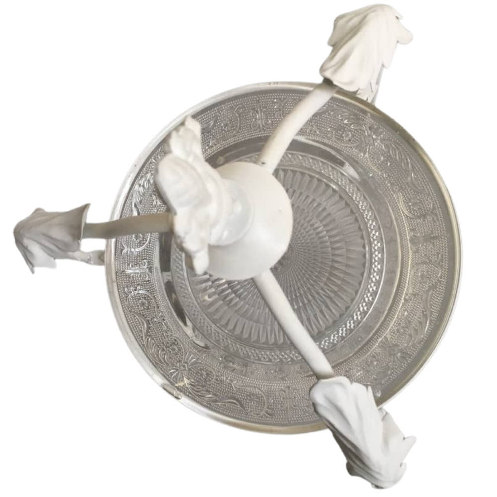 Plateau serviteur 2 étages en métal blanc et verre diamêtre.32 x 45 cm - Maisons du Monde