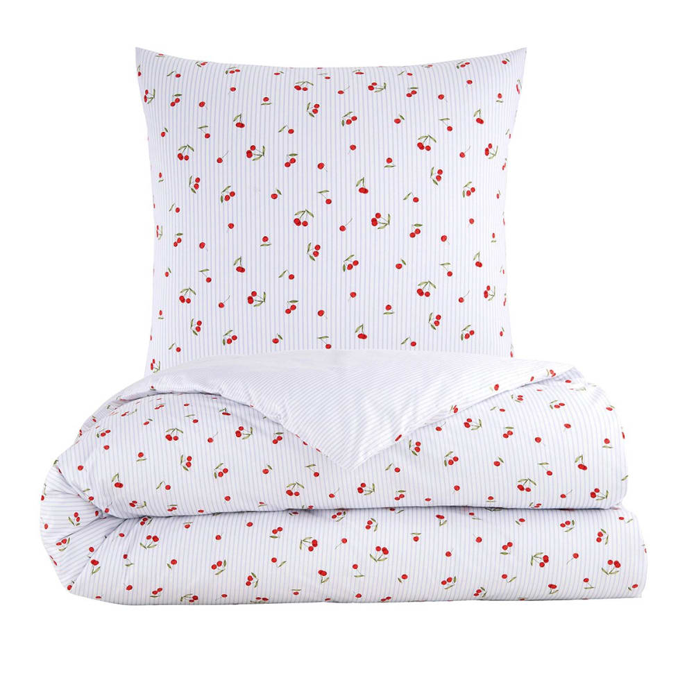 Parure de lit percale rouge 260x240 + 2x65x65 cm — vue 4