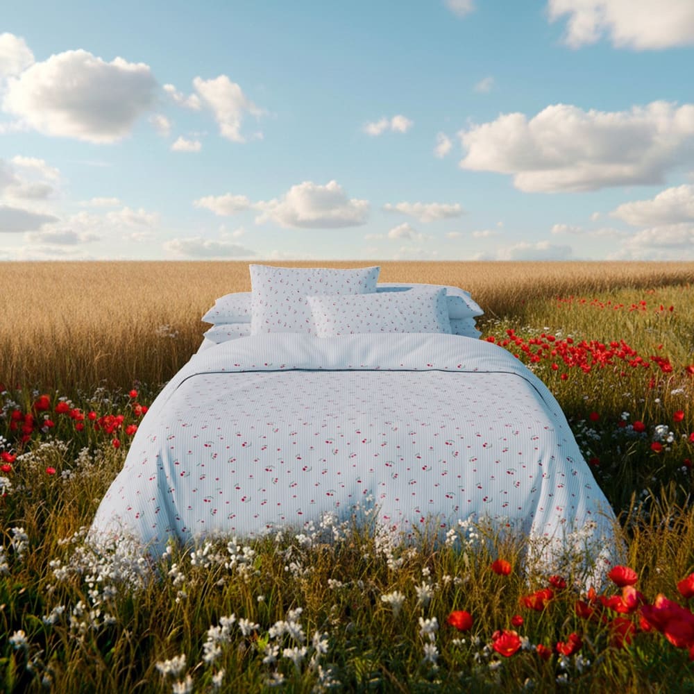 Parure de lit percale rouge 200x200 + 2x65x65 cm
