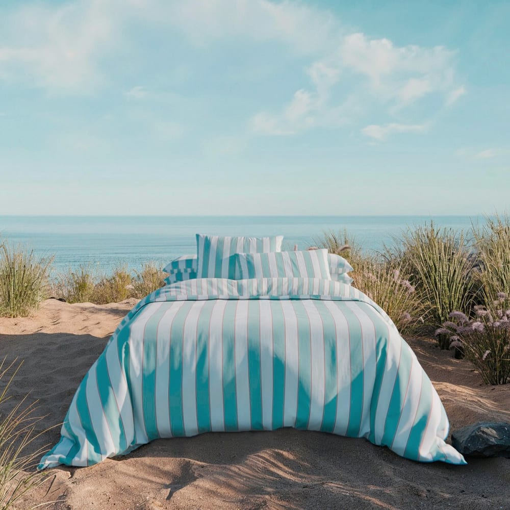 Parure de lit percale vert clair 260x240 + 2x50x75 cm — vue 3