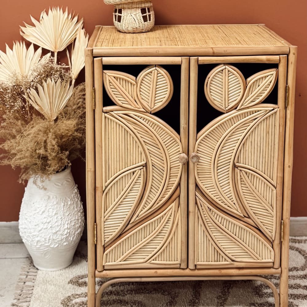 Cabinet de rangement en rotin (Terracotta) - Image 1