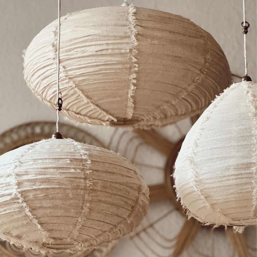 Suspension en lin ovale blanc 80X50cm — vue 3