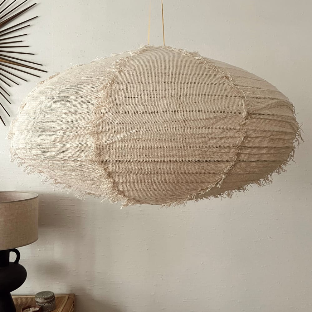 Suspension en lin ovale écru 80X50cm — vue 3