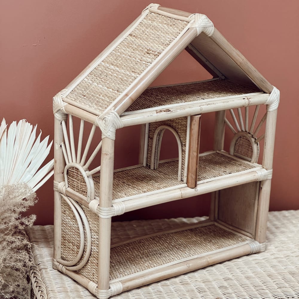 Maison de poupée enfant en rotin