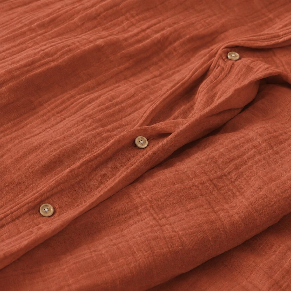 Parure housse de couette gaze de coton orange safran 240x220 cm — vue 4