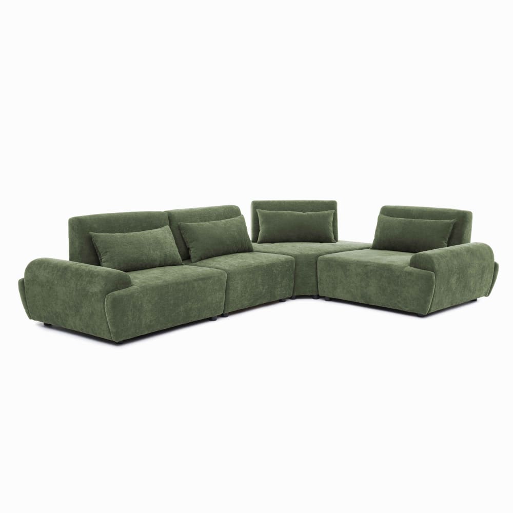 Canapé d'angle modulable 4 places dossier ajustable 340 cm vert