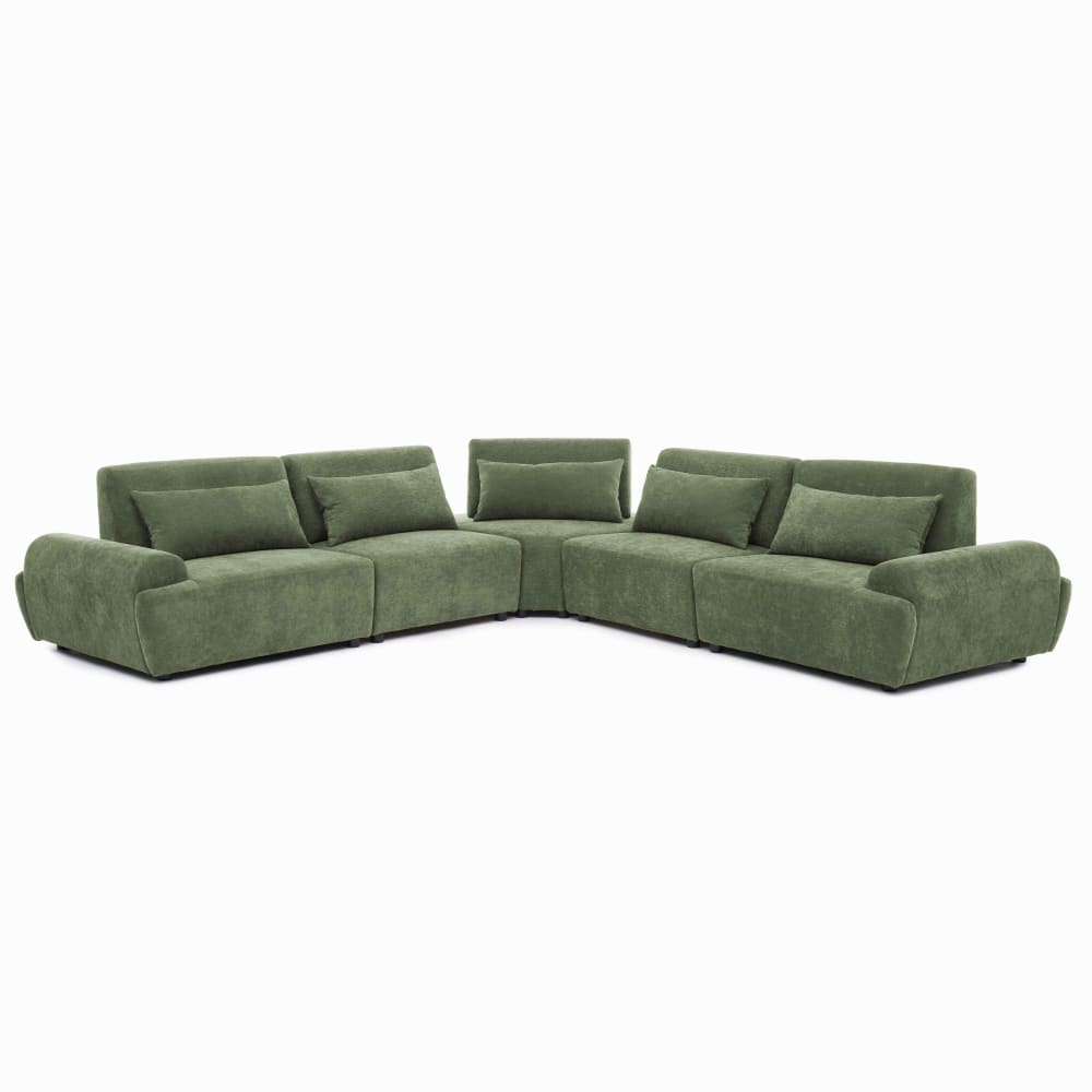Canapé d'angle modulable 5 places dossier ajustable 340 cm vert