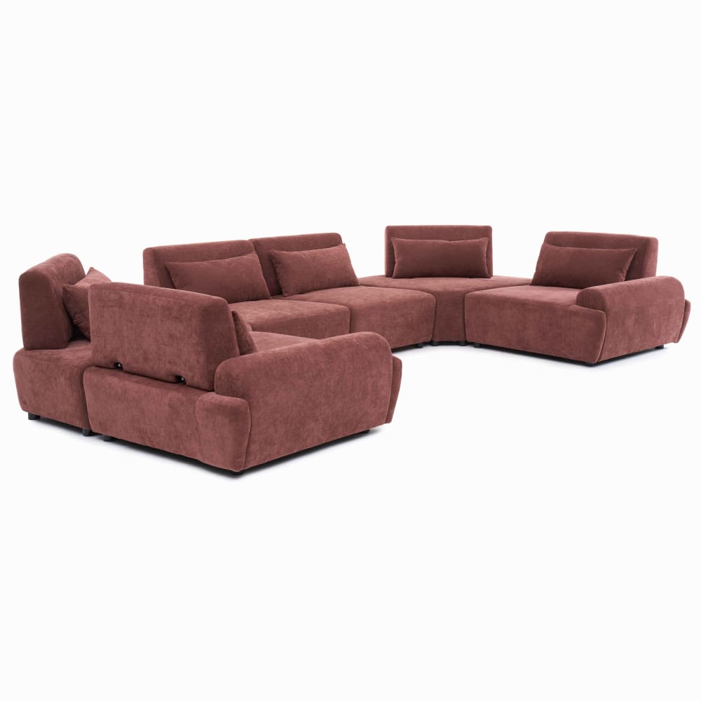 Canapé d'angle modulable 6 places dossier ajustable 462 cm rouge brûlé