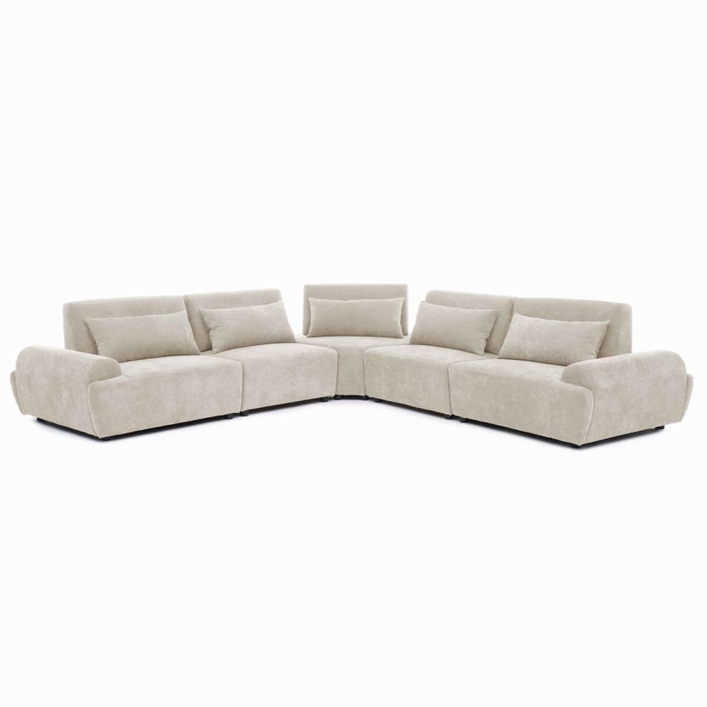 Canapé d'angle modulable 5 places dossier ajustable 340 cm écru