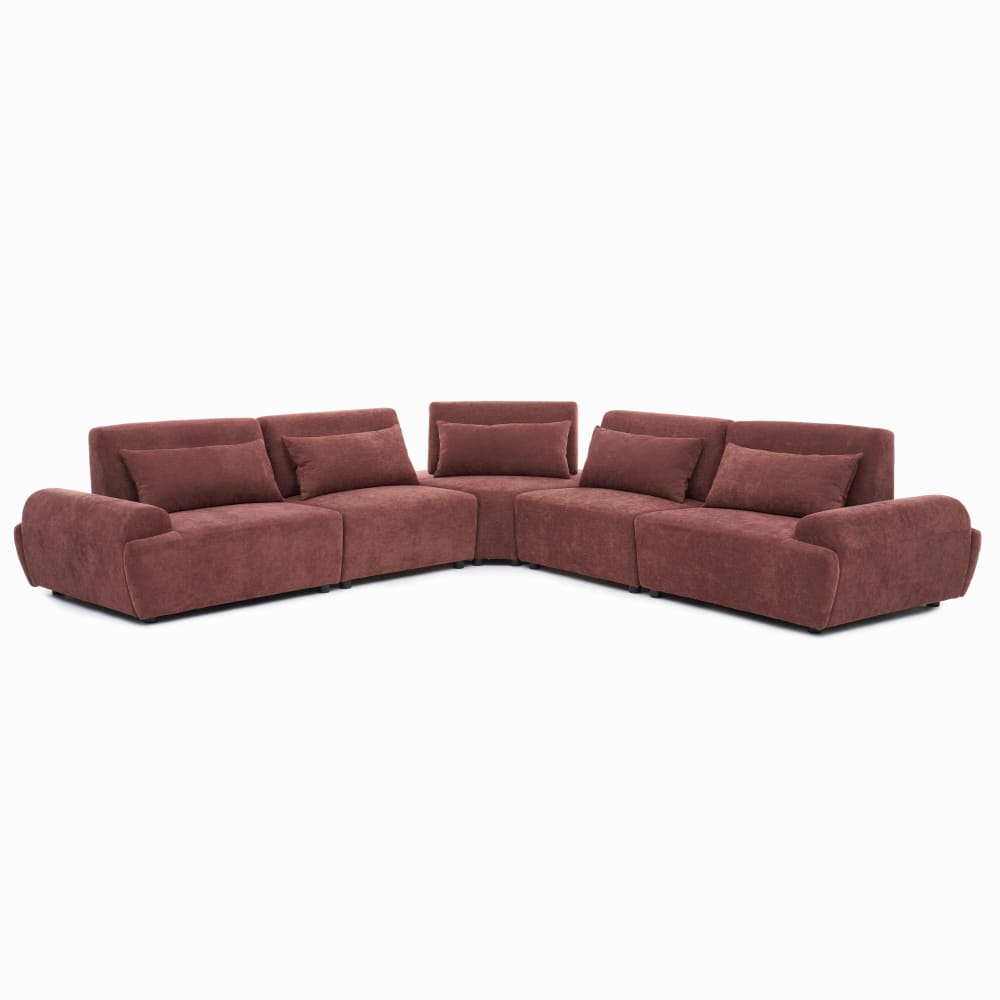 Canapé d'angle modulable 5 places dossier ajustable 340 cm rouge brûlé