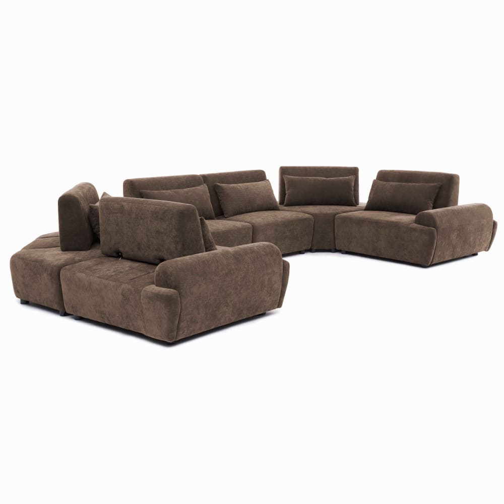 Canapé d'angle modulable 6 places dossier ajustable 462 cm chocolat