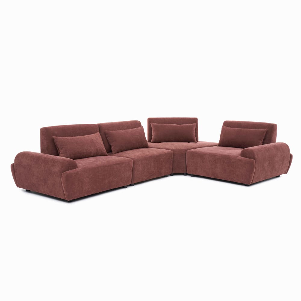 Canapé d'angle modulable 4 places dossier ajustable 340 cm rouge brûlé