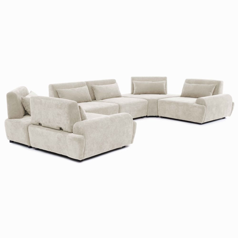Canapé d'angle modulable 6 places dossier ajustable 462 cm écru
