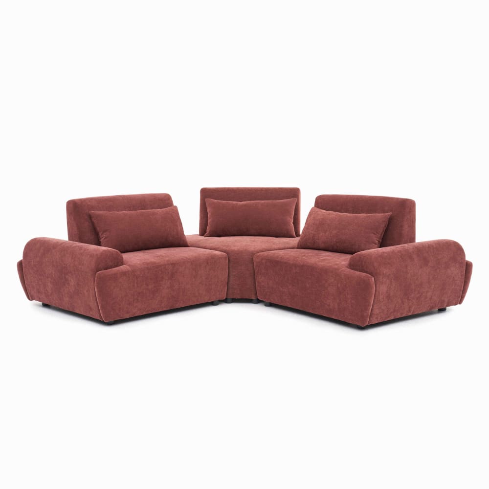 Canapé d'angle modulable 3 places dossier ajustable 231 cm rouge brûlé