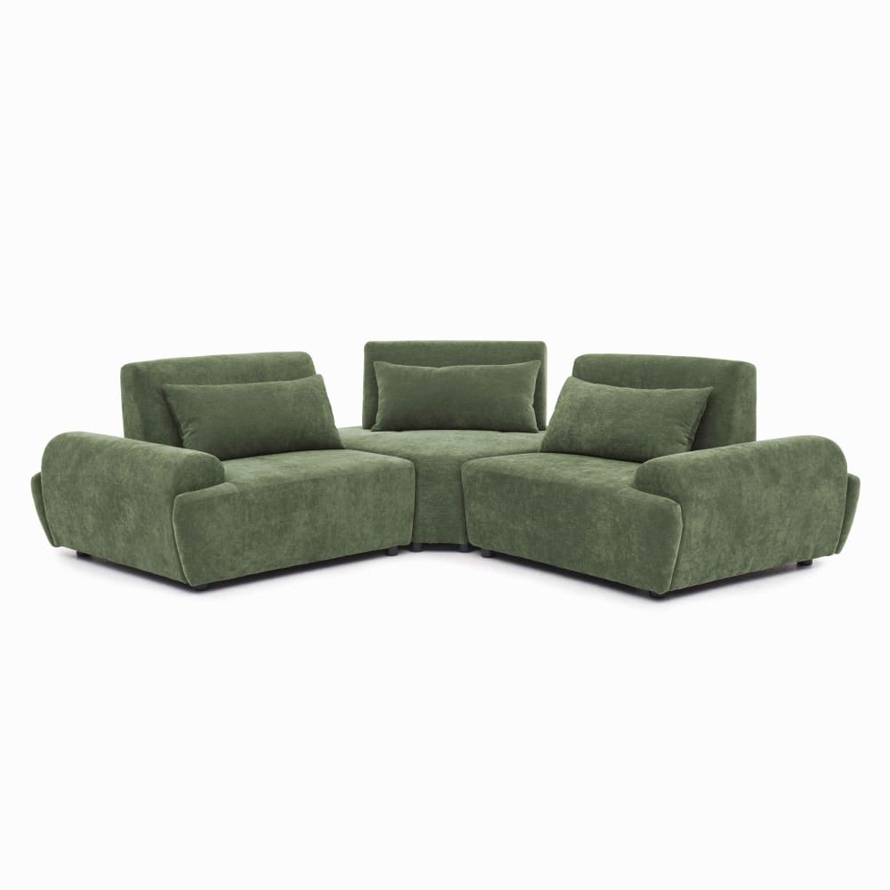 Canapé d'angle modulable 3 places tissu dossier ajustable 231 cm vert