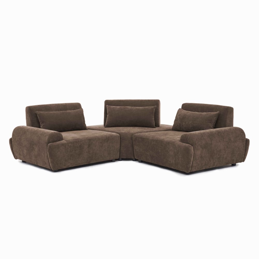 Canapé d'angle modulable 3 places dossier ajustable 231 cm chocolat