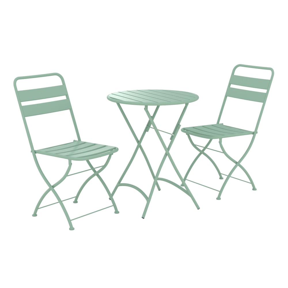 Table ronde et chaises de jardin pliantes 2 places en métal vert