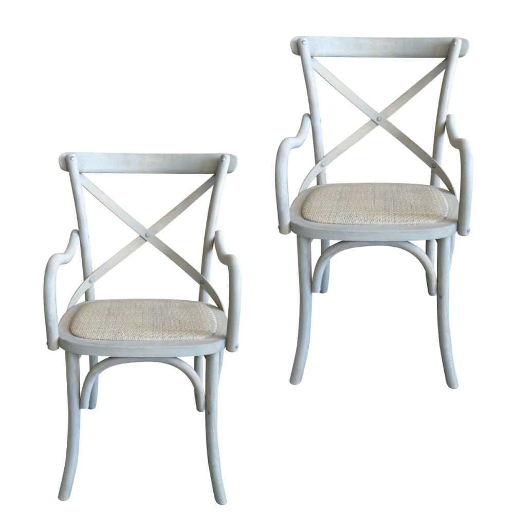 Signature Set aus 2 Bridge-Sesseln aus Massivholz und Wiener Geflecht L62 cm style modern Beige