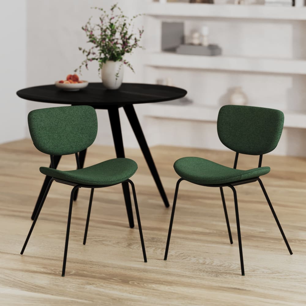 Grüner Stoffstuhl mit schwarzen Metallbeinen (2er-Set) - Maisons