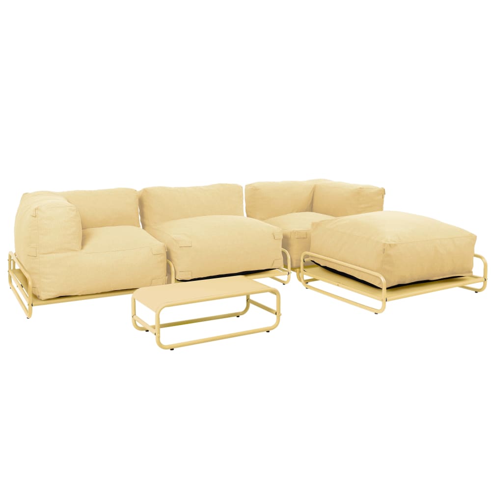 Salon de jardin modulable 4 places avec structure jaune clair