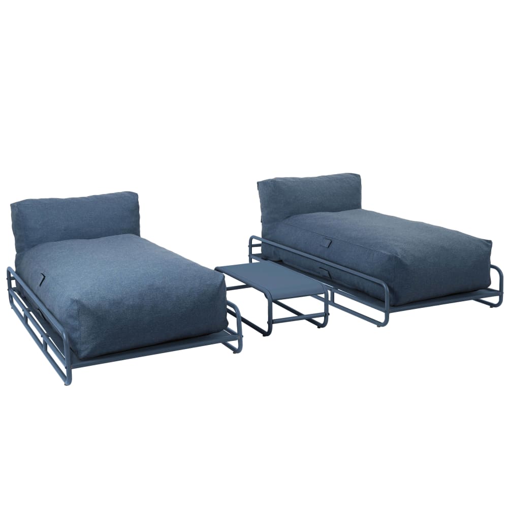 Salon de jardin modulable 2 places avec structure bleu pacific