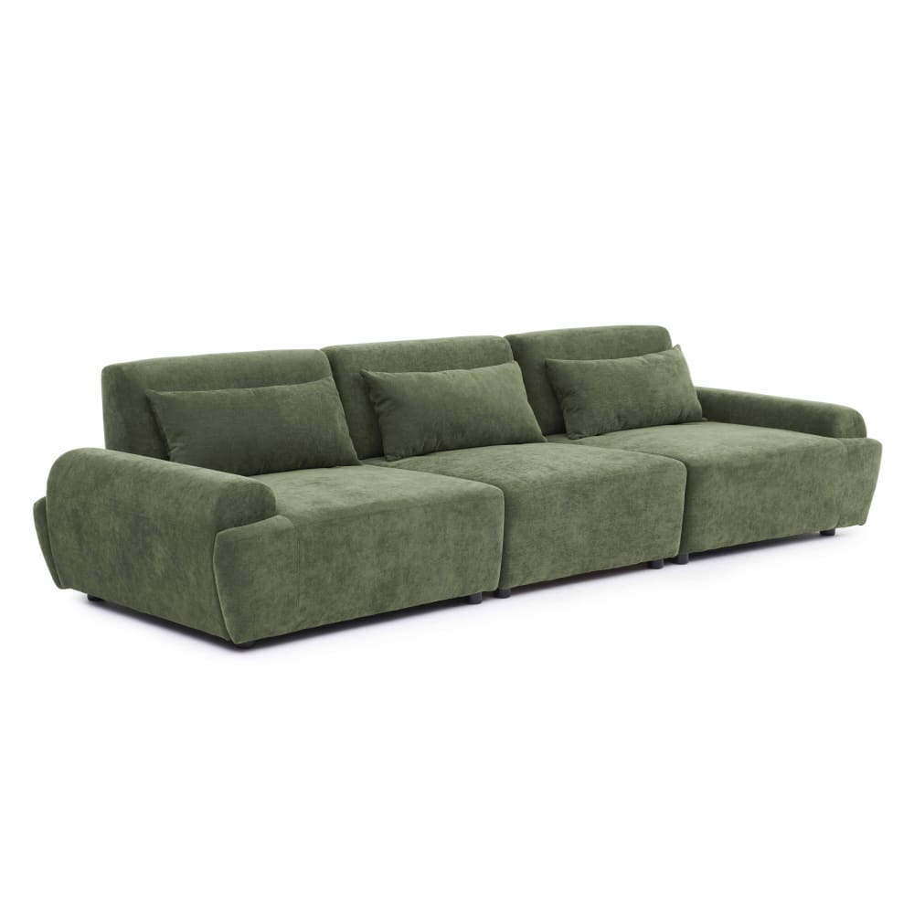 Canapé modulable 3 places en tissu dossier ajustable 303 cm vert