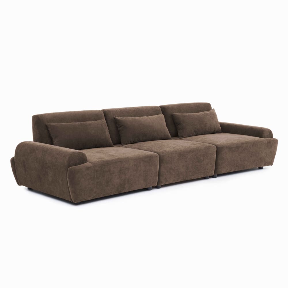 Canapé modulable 3 places en tissu dossier ajustable 303 cm chocolat