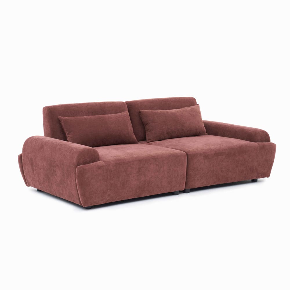Canapé modulable tissu 2 places dossier ajustable 218 cm rouge brûlé
