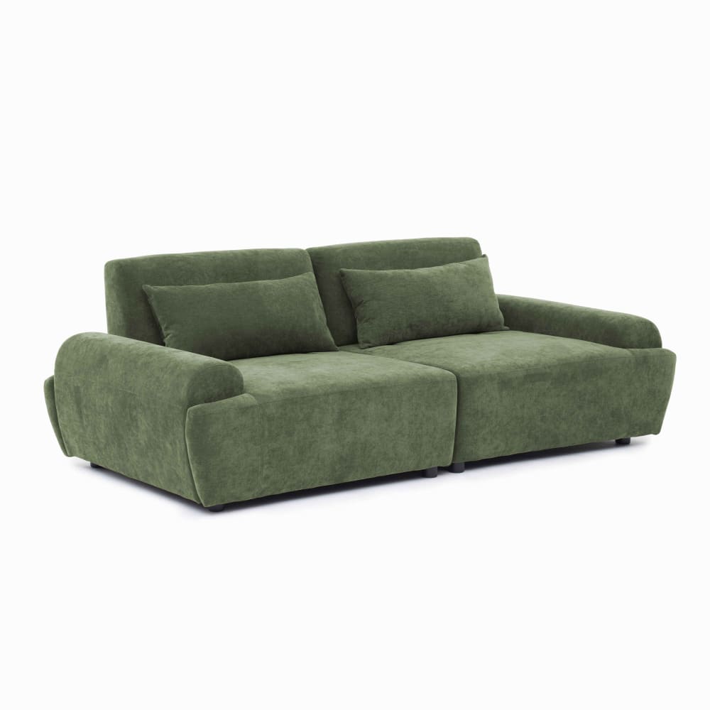 Canapé modulable en tissu 2 places dossier ajustable 218 cm vert