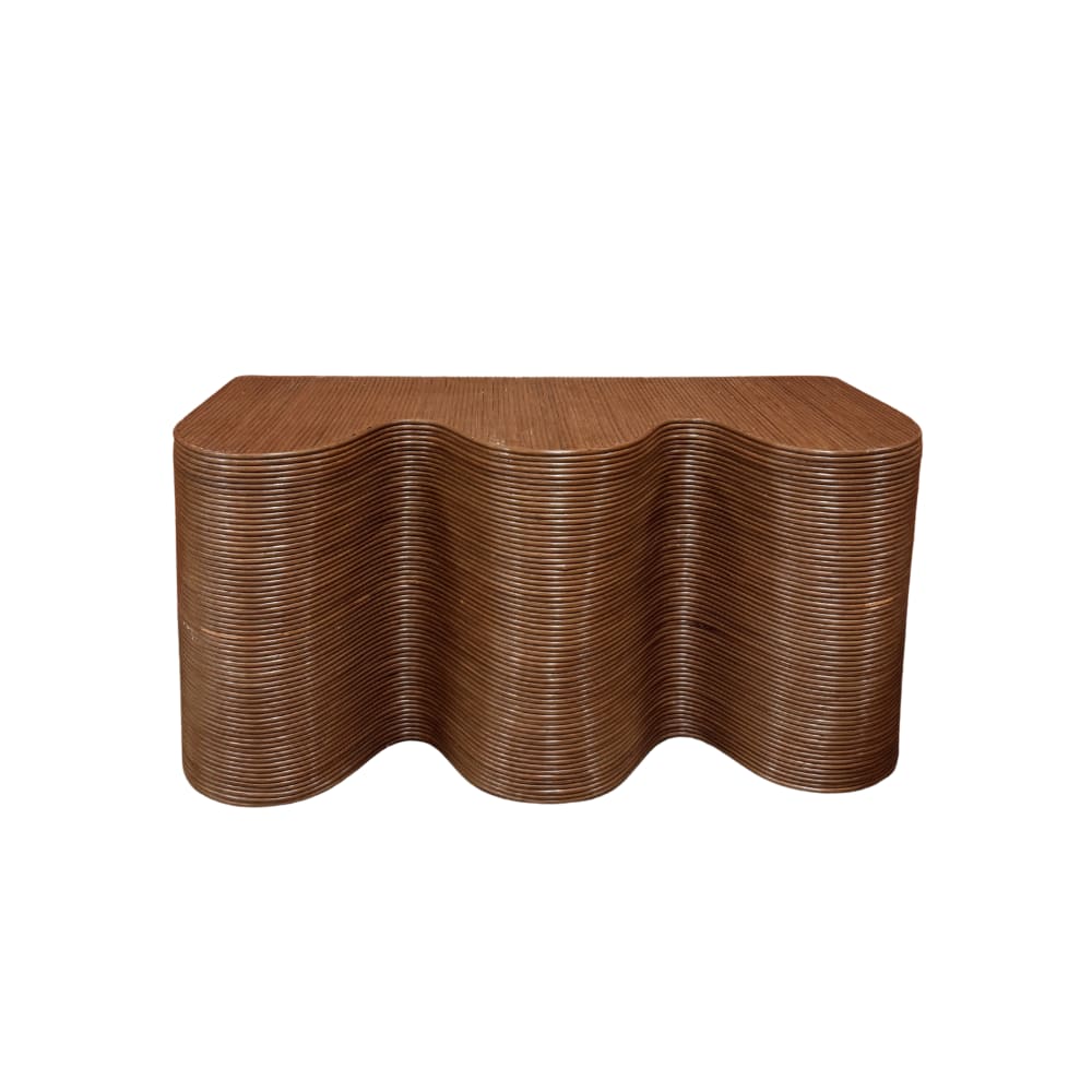 banc en rotin ondulé