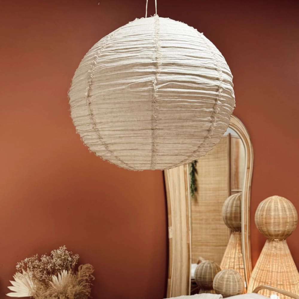 Suspension luminaire en lin beige 80X80cm - Maisons du Monde