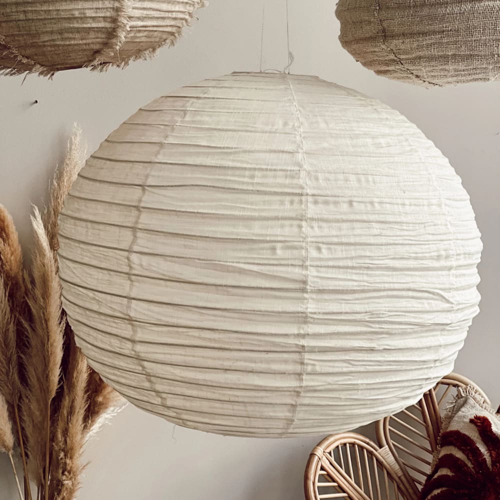 Suspension luminaire en lin blanc 80X80cm - Maisons du Monde