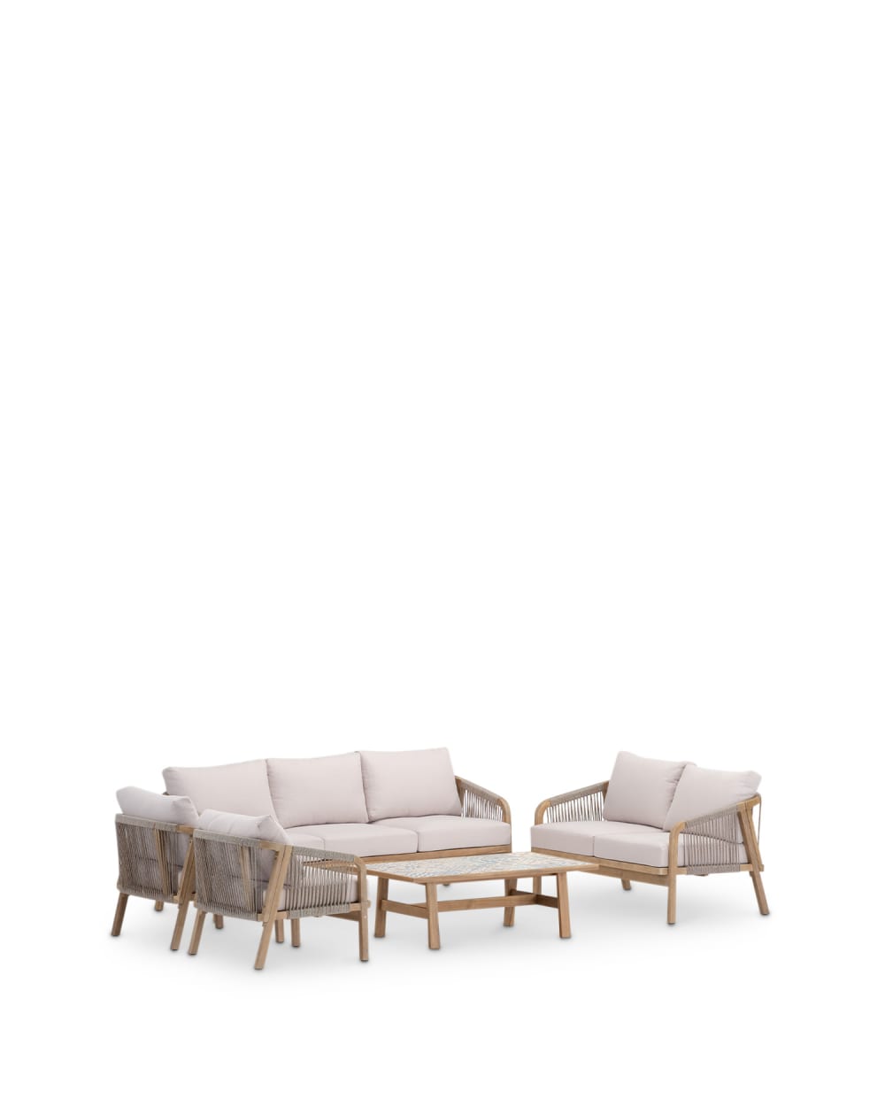 Ensemble de jardin 7 places avec table basse en céramique