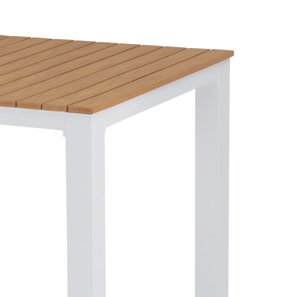 Gartentisch Holzimitat und Aluminium weiß 130x70 - Maisons Du