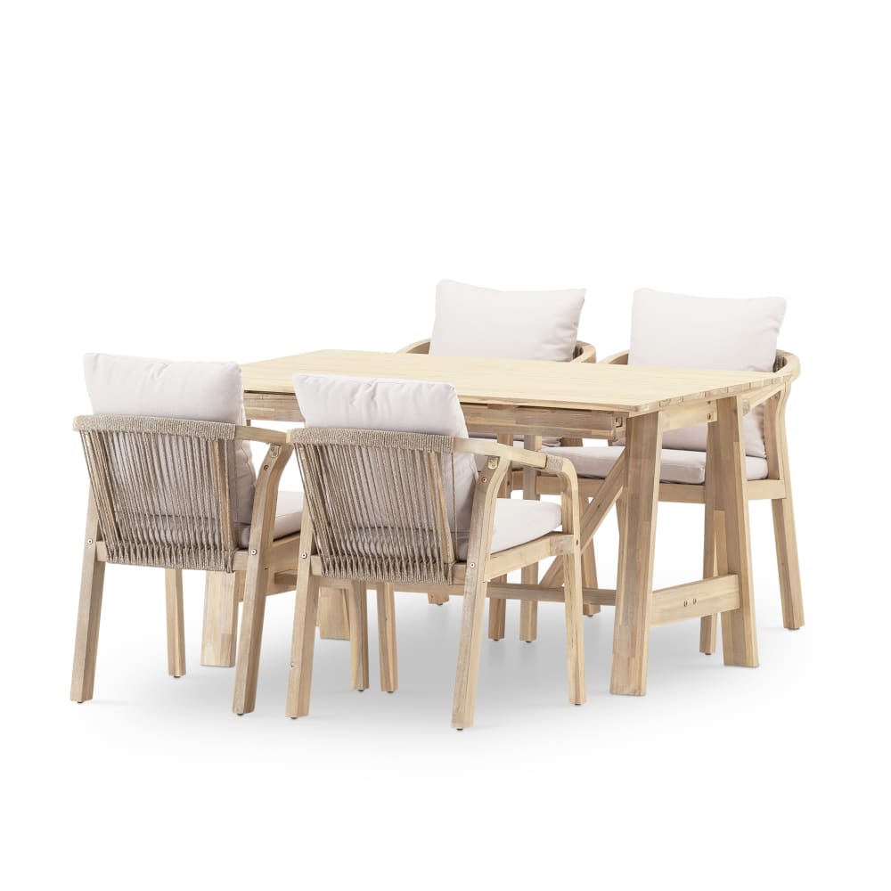 Set de repas jardin 4 places table extensible en bois 140/200x86
