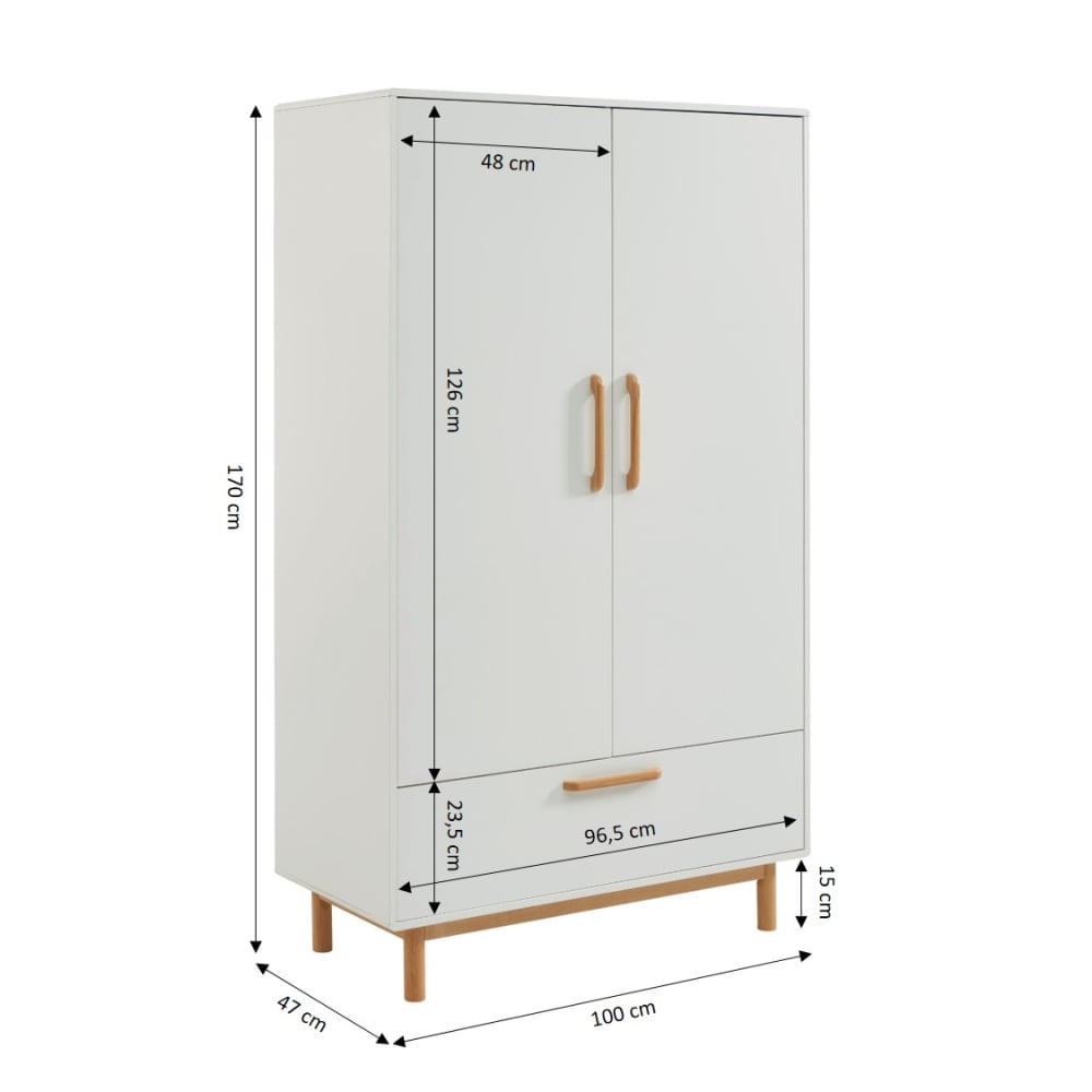 Armoire enfant  blanc 2 portes (Baita) - Image 2