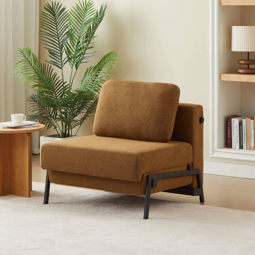 Fauteuil convertible  1 place tissu marron